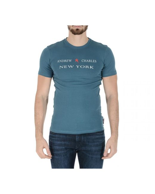 Andrew Charles by Andy Hilfiger Blue T-Shirt Short Sleeves Round Neck Keita for men