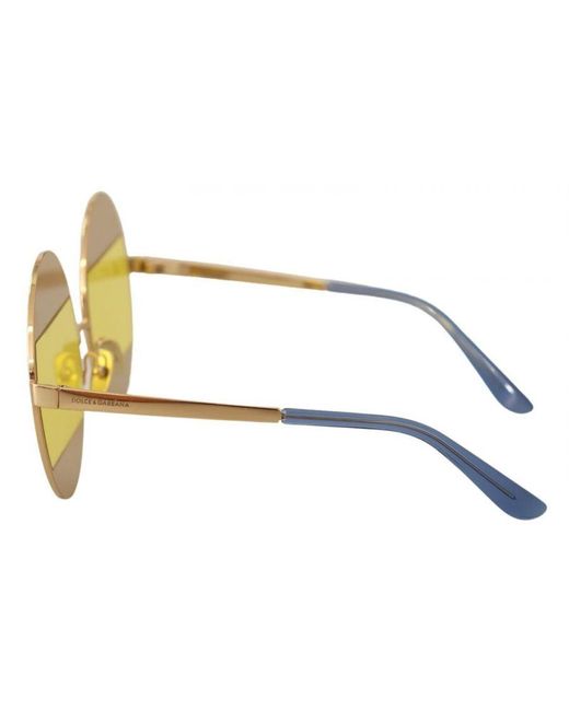 Dolce & Gabbana Yellow Oval Metal Crystals Shades Sunglasses
