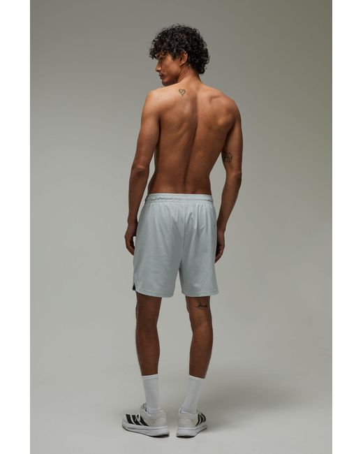 BoohooMAN Gray Common Pace Running Perforated 2In1 Short for men