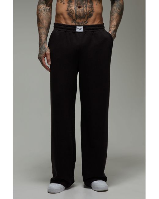 BoohooMAN Black Tall One More Rep Wide Leg Jogger for men