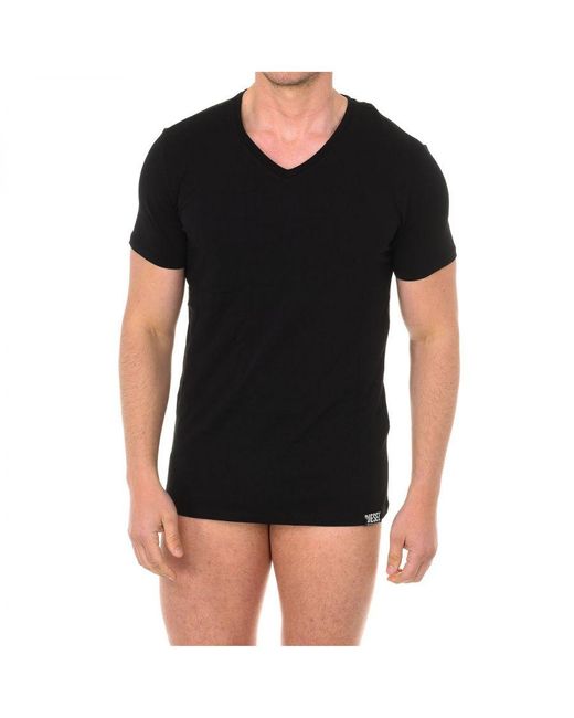 DIESEL Black Short Sleeve V-Neck T-Shirt 00Cg26-0Qazy for men