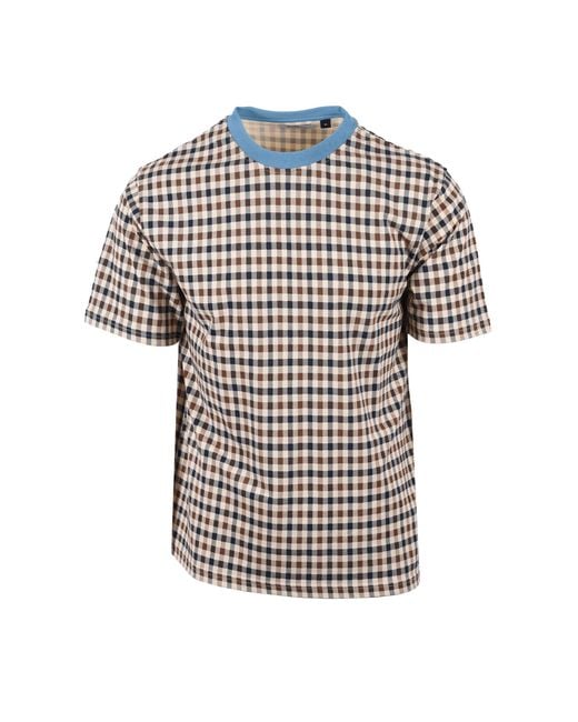 Aquascutum Brown Club Check T-Shirt Avio for men