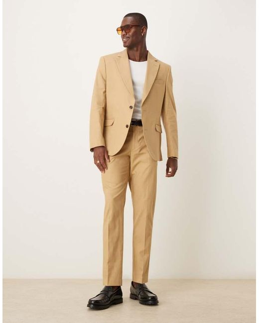 ASOS Natural Linen Blend Slim Suit Jacket for men