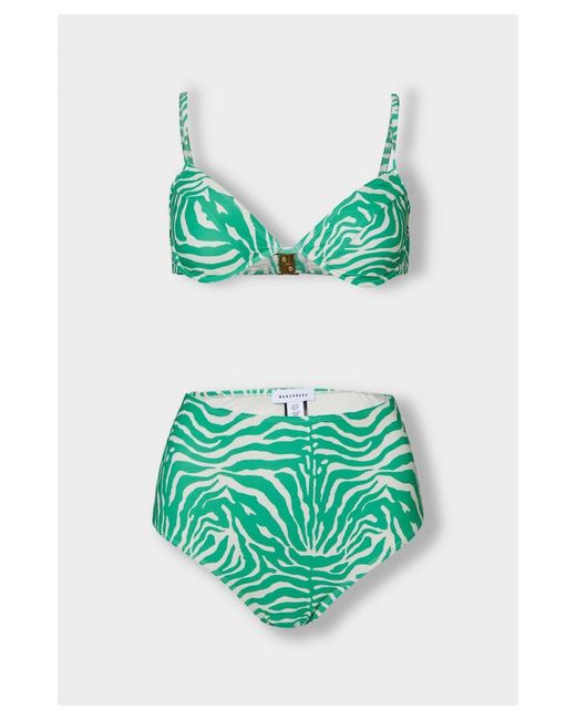 Warehouse Green Zebra Underwire High Waisted Short Bikini Set
