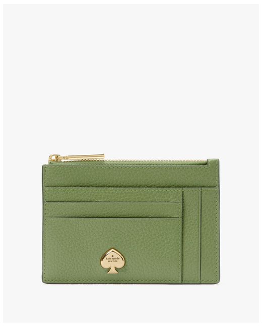 Kate Spade Green Kayla Pebbled Leather Large Slim Card Holder