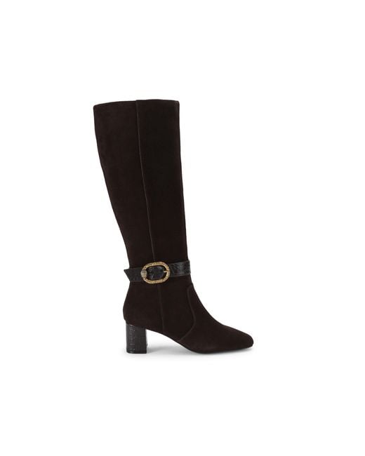 Kurt Geiger Black Suede Mayfair Block Knee Boots
