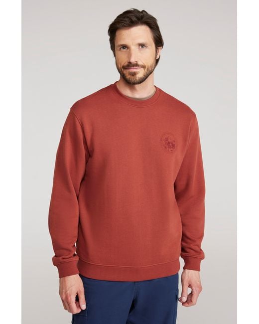 Mountain Warehouse Red 'Circle Mountain' Crew Neck Sweatshirt Casual Lightweight Pullover Jumper Cotton for men