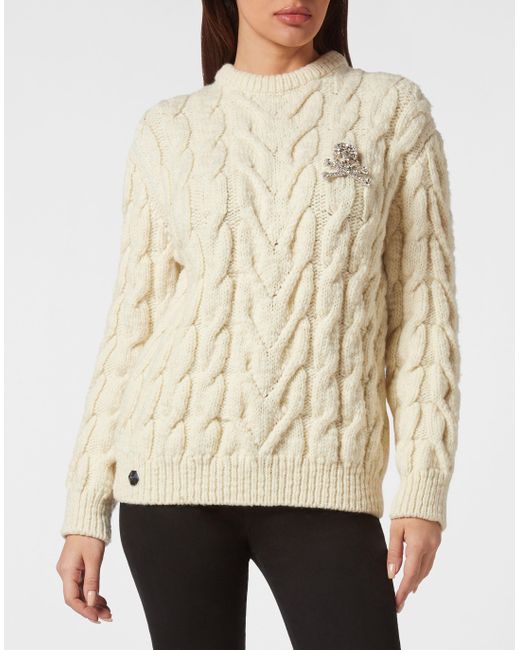 Philipp Plein Natural Rundhalspullover