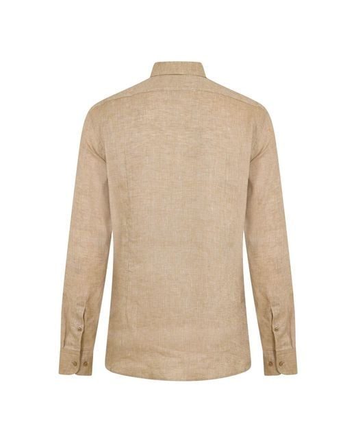 Boss Natural Linen Point Collar Long-Sleeved Formal Shirt (Light) for men