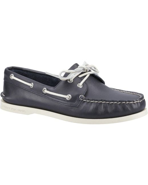 Sperry Top-Sider Authentische 2-Augen-Leder-Herren-Bootsschuhe in Blue für Herren