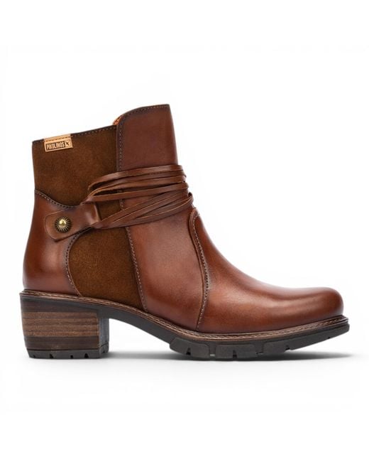 Pikolinos Brown Leather Zipped Heel Ankle Boots