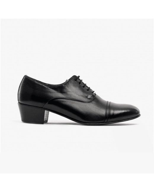 Club Cubano Black Cordoba Soft Leather Lace-Up Cuban Heel Oxford Shoes for men