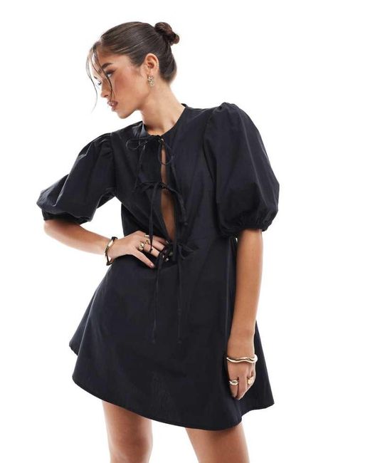 ASOS Blue Tie Front Mini Dress