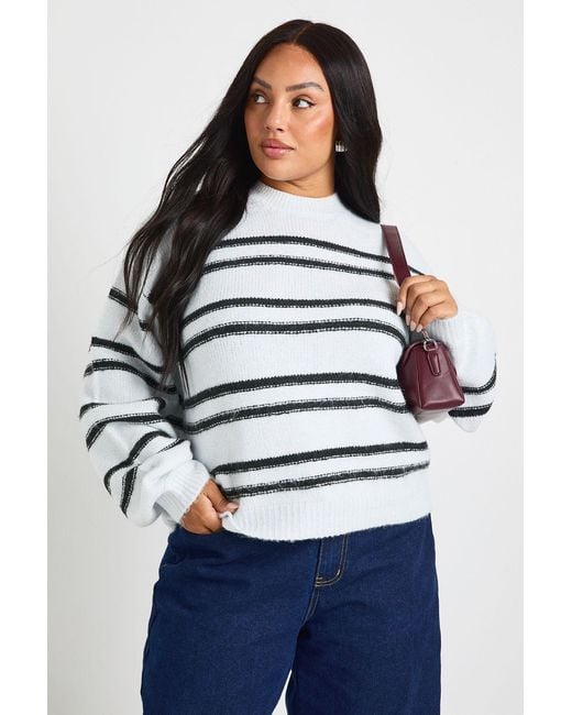 Boohoo Blue Plus Stripe Knit Jumper