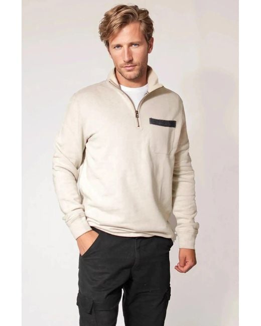 White Stuff Natural Pocket Zip Neck Sweatshirt for men