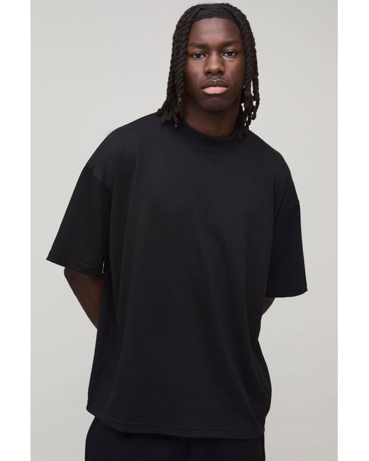 BoohooMAN Blue Basic Oversized Extended Neck T-Shirt for men