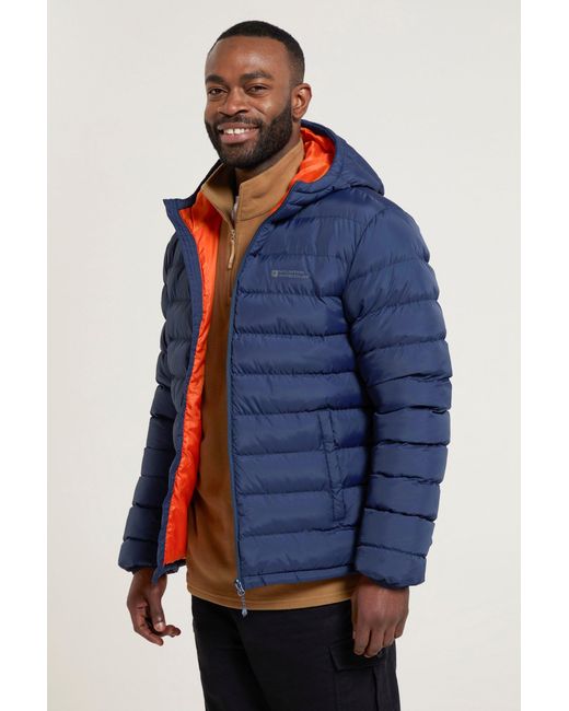 Mountain Warehouse Blue 'Season' Padded Jacket With Side Pockets Water Resistant Warm Coat Polyamide for men