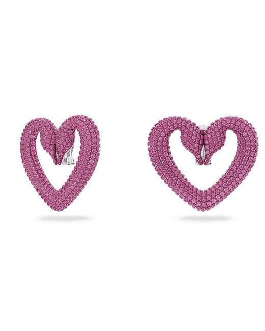 Swarovski Pink 'una' Base Metal Clip Earrings 5646573 Metal