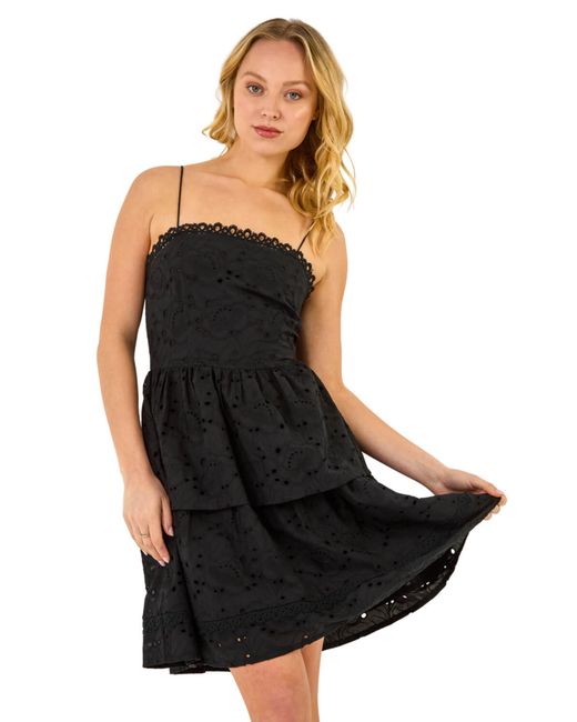 D.u.s.k Black Tiered Broderie Dress