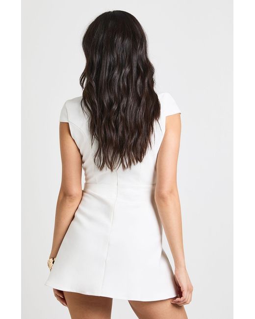 Boohoo White High Neck Structured Tailored Mini Dress