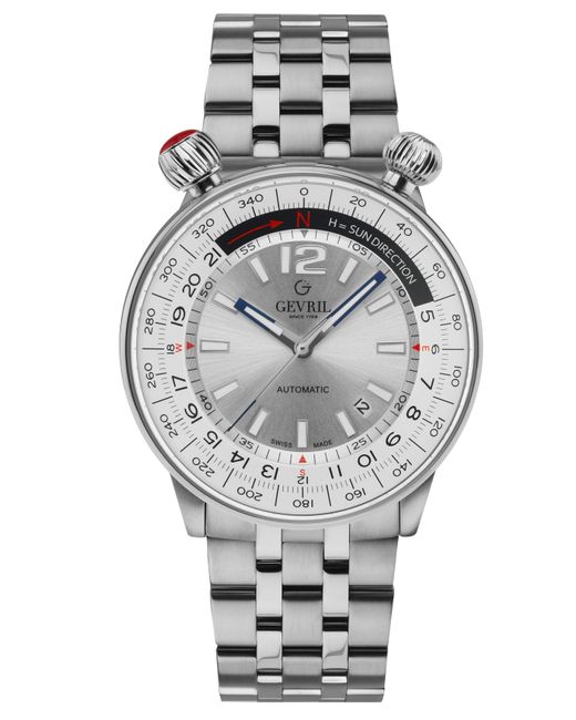 Gevril Gray Wallabout Dial Stainless Steel Watch for men
