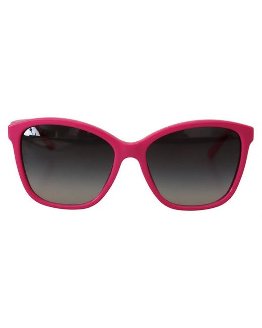 Dolce & Gabbana Red Round Acetate Frame Sunglasses With Lens