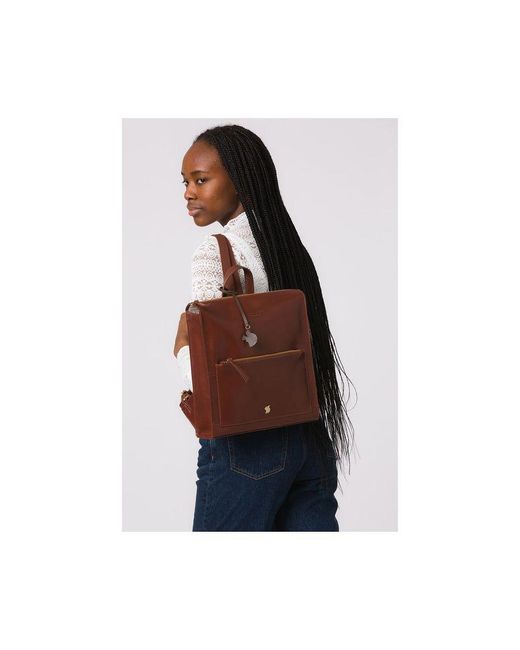Conkca London Brown 'Aok' Conker Leather Backpack