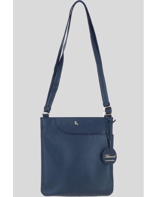 Ashwood Leather Blue 'Melodia' Real Curve Pocket Crossbody Bag