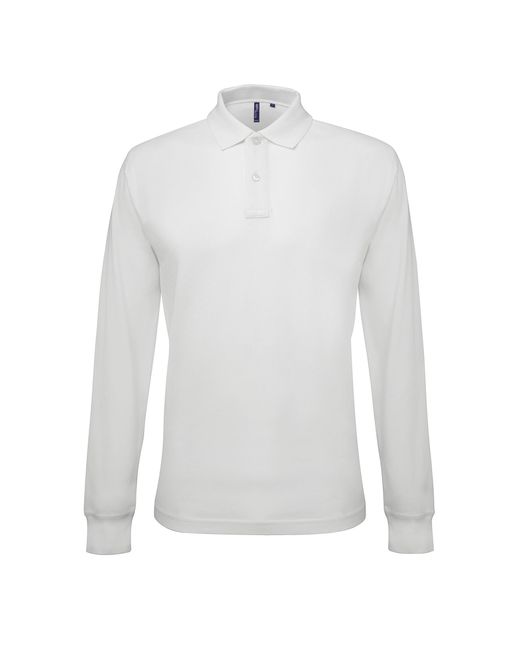 Asquith & Fox White Classic Fit Long Sleeved Polo Shirt for men
