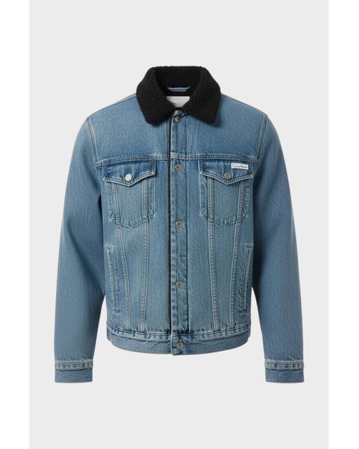 Calvin Klein Blue 90S Sherpa Trucker Denim Jacket Pocono for men