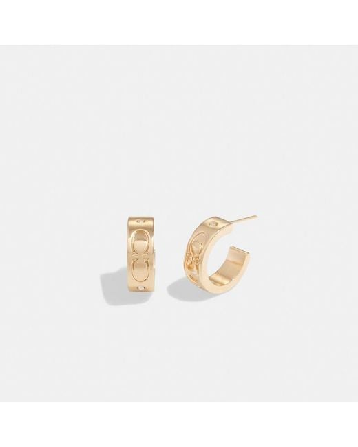 COACH White Kissing C Small Huggie Earrings