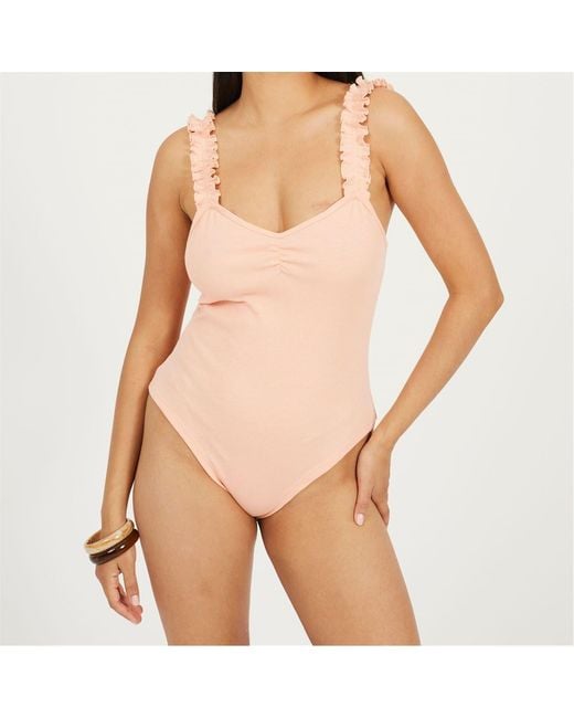 Brave Soul Natural Hem Strap Bodysuit