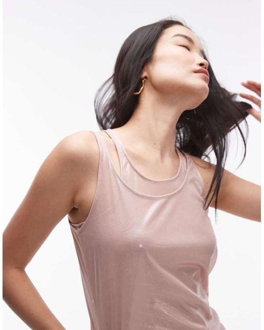 TOPSHOP Natural Double Layer Metallic Vest