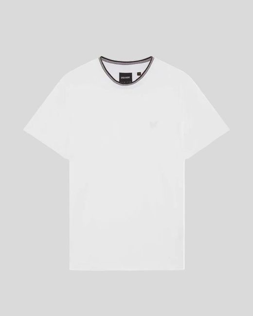 Lyle & Scott White Superfine Cotton Tipped T-Shirt for men