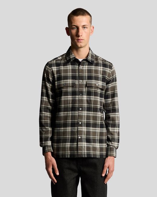 Lyle & Scott Black Brushed Cotton Check Shirt for men