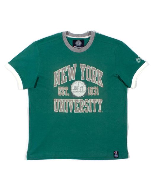 Champion Green 'New York University' Ringer T-Shirt Cotton for men