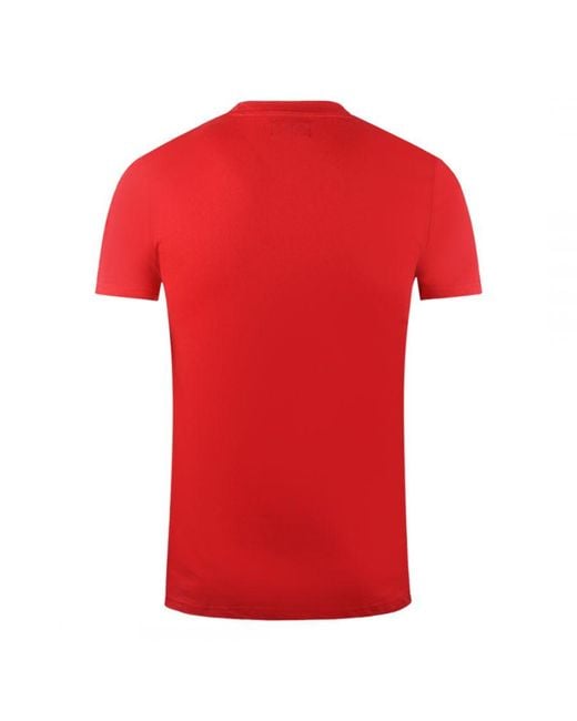 Aquascutum Red Large Bold London Aldis Brand Logo T-Shirt for men