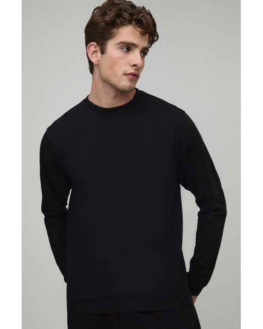 BoohooMAN Blue Basic Regular Fit Long Sleeve Crew Neck T-Shirt for men
