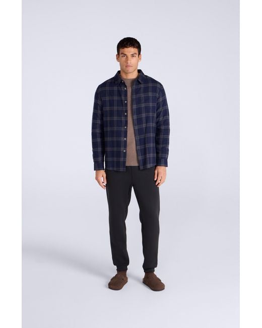 Mountain Warehouse Blue 'Cove' Check Flannel Shirt Cotton Buttoned Breathable Top for men