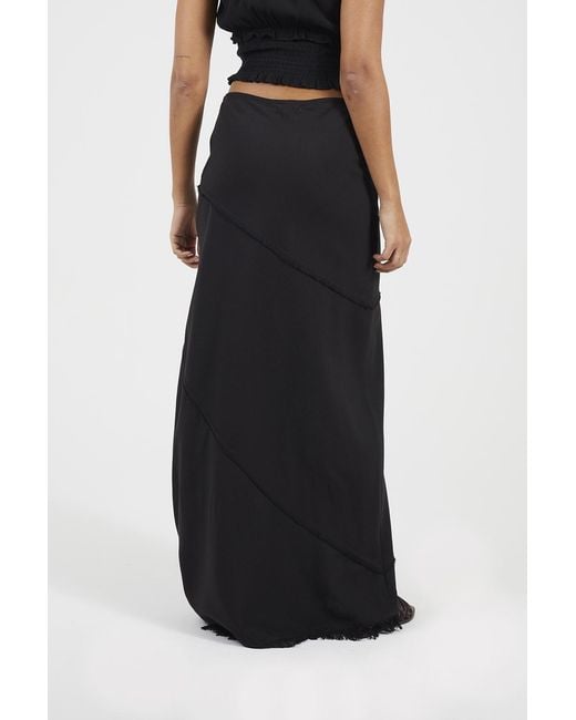 Brave Soul Black Tiered Maxi Skirt With Frayed Hems