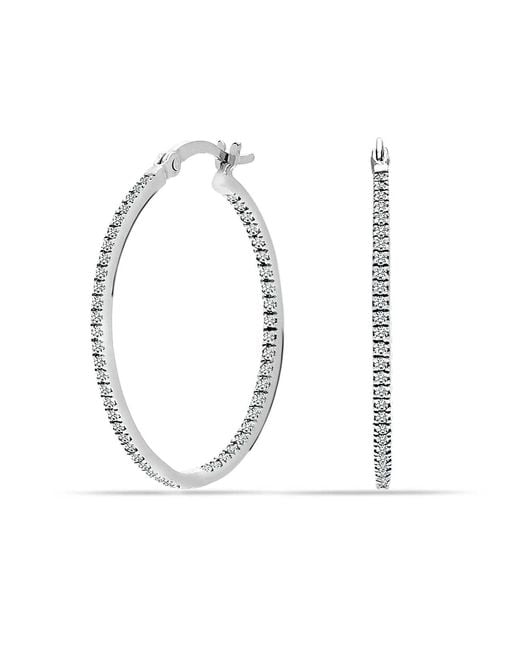 Bibei Metallic Hoop Earrings With Cubic Zirconia, 925 Sterling Bipe028