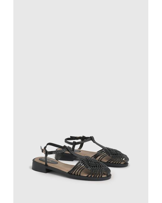 Oasis Black Kathrina T-Bar Low Heel Sandals