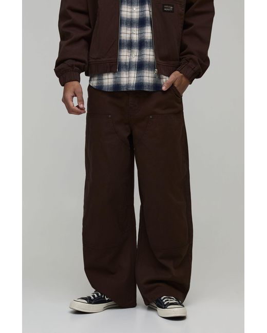BoohooMAN Black Barrel Fit Carpenter Trouser for men