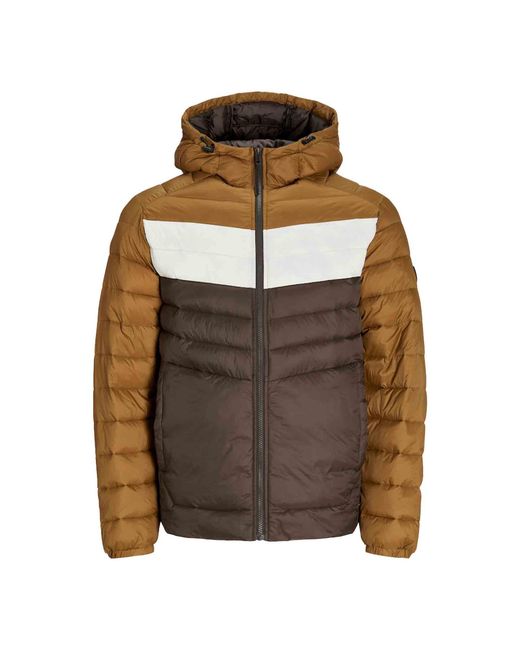 Jack & Jones Brown Quilted Puffer Jacket for men
