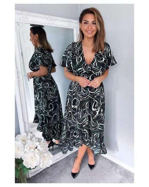 Ax paris floral dip hem midi dress hotsell