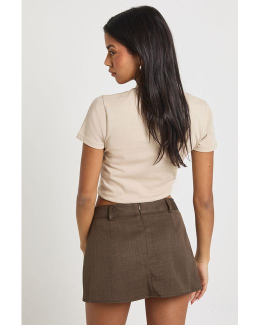 Boohoo Brown Pleated Side Skort