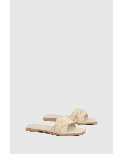 Boohoo Natural Raffia Contrast Crossover Detail Sliders