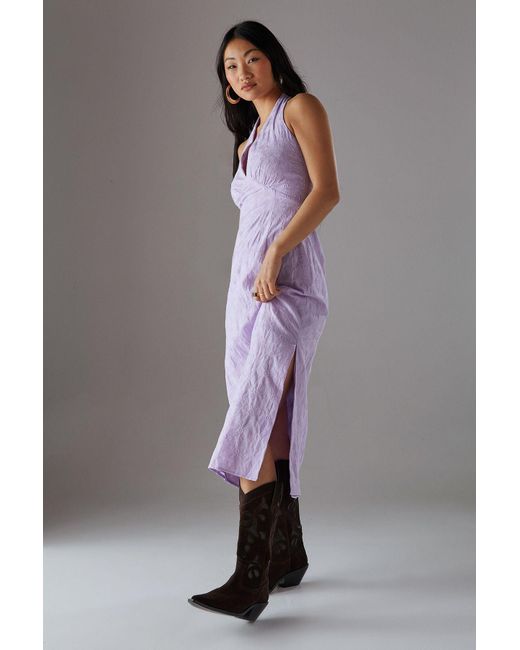 Warehouse Gray Petite Floral Cotton Halter Midi Sundress