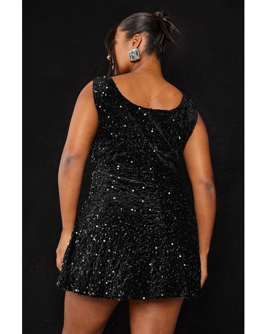 Boohoo Black Plus Square Neck Skater Dress