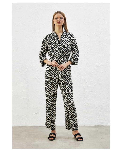 GUSTO White Logo Patterned Jumpsuit